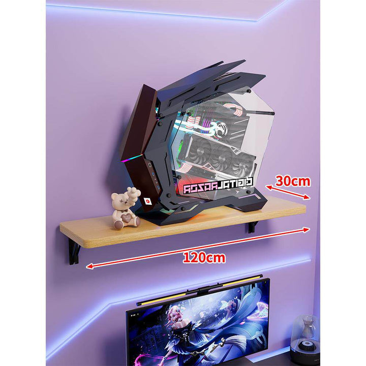 Wall-Mount Floating Shelf for Mid-Tower Gaming PC with Reinforced Brackets