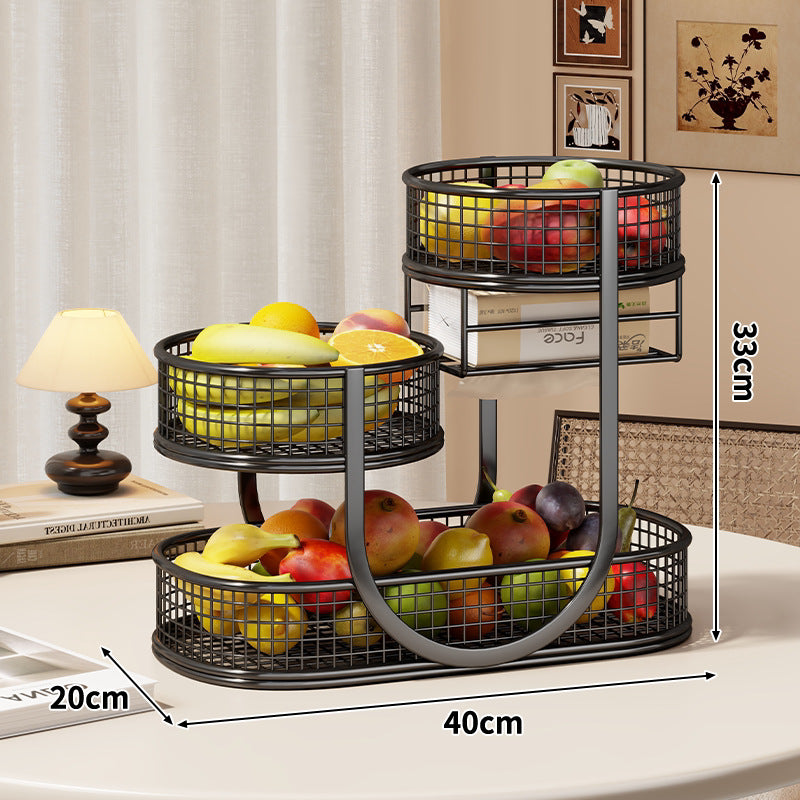 Three-Tier Metal Mesh Countertop Fruit & Produce Display Stand