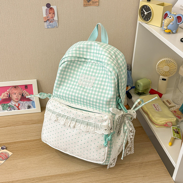 Stylish Gingham Patterned Backpack Kalsten