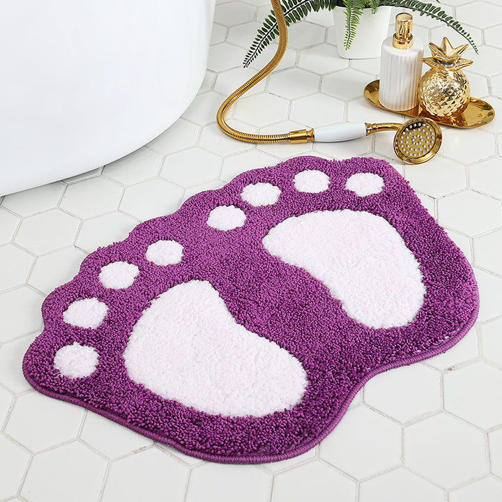 Playful Footprint Bath Rug for Bathroom