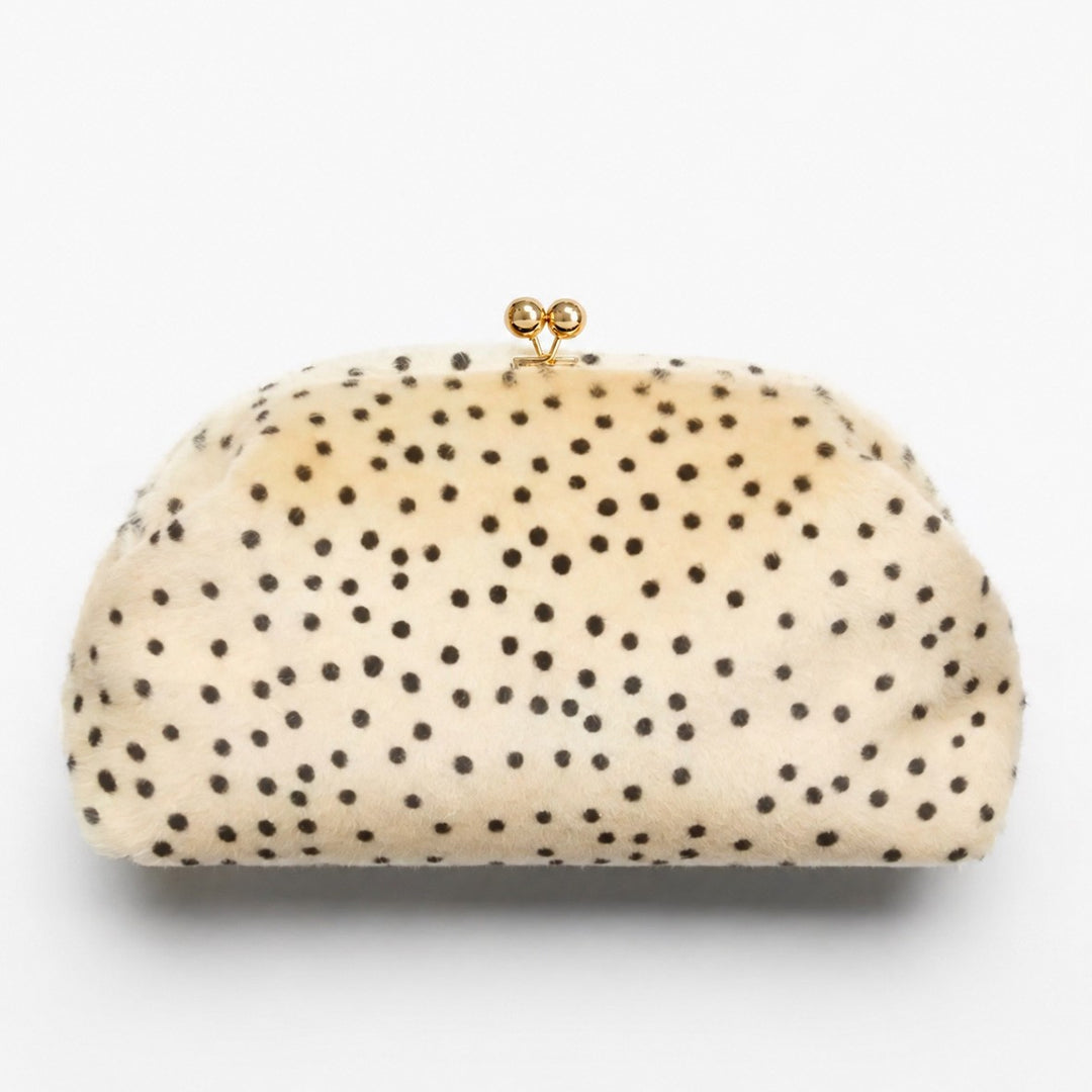 Plush Polka Dot Cosmetic Clutch