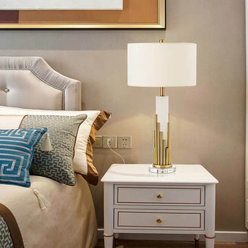 Modern Decorative Table Lamp with Sculptural Brass Design
