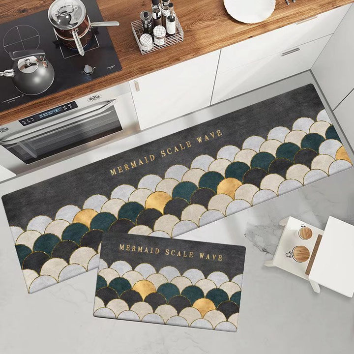 Marble-Pattern Kitchen Runner Mat Set Kalsten