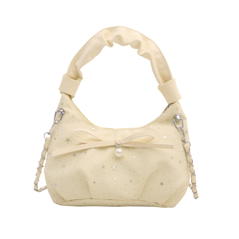 Elegant Bow Detail Star-Print Handbag