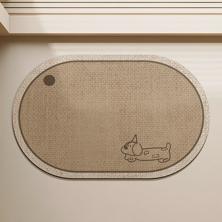 Cartoon Dog-Illustrated Entryway Mat for Home