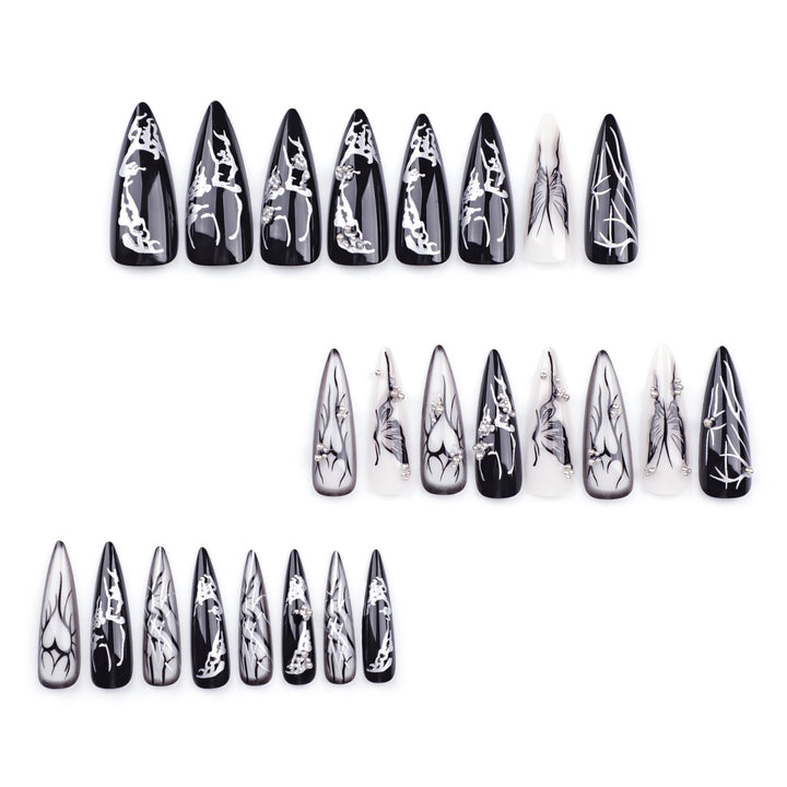 Artful Nail Art with Elegant Black and White Design Kalsten