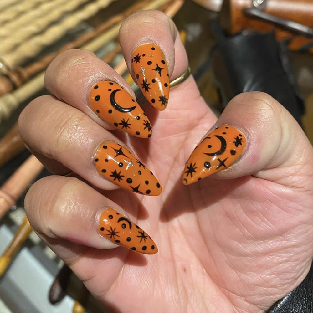 Artistic Press-On Nail Set with Cosmic Design Kalsten