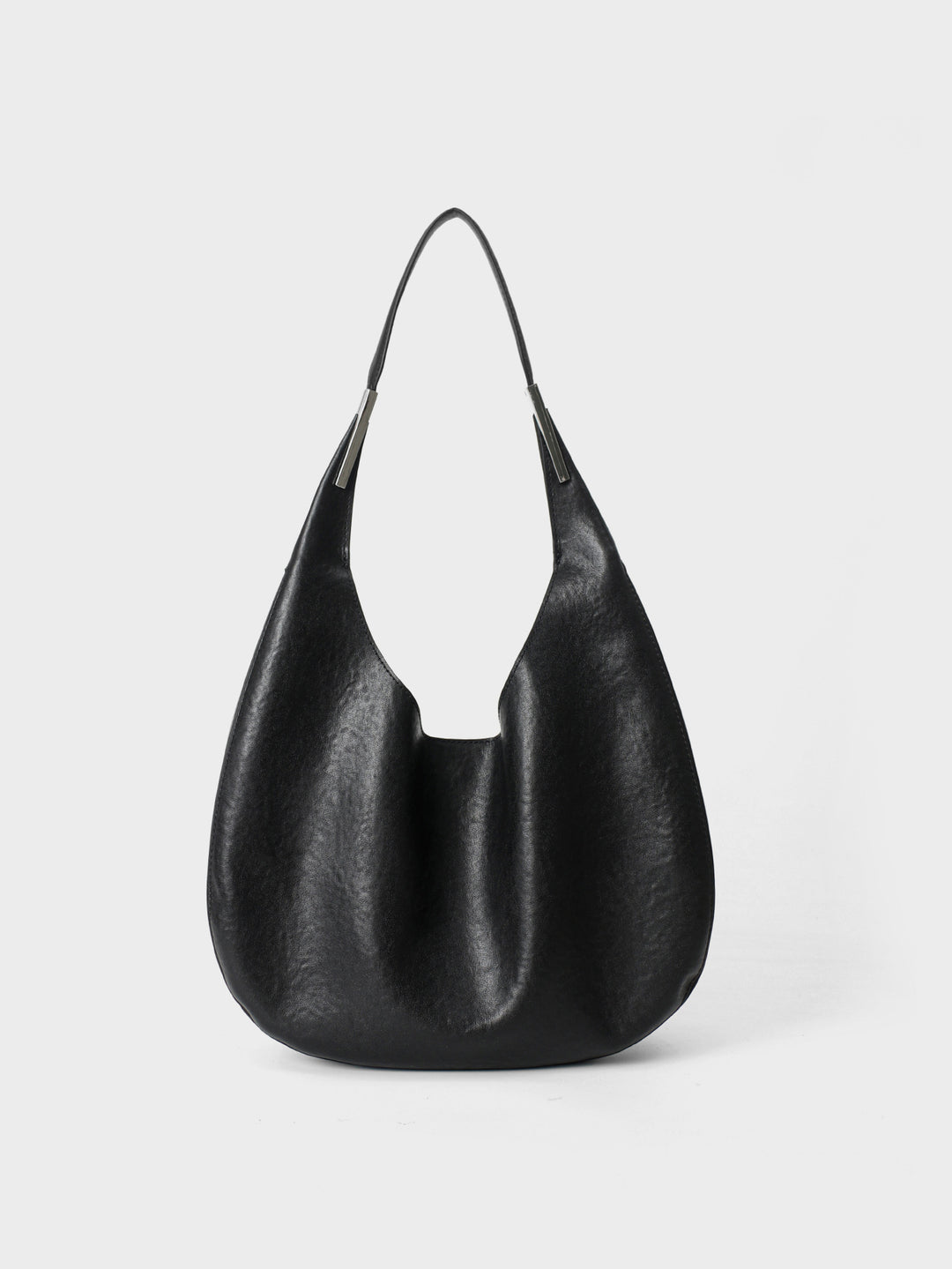 Soft Pebbled Slouch Hobo Shoulder Bag with Metal-Trim Handle