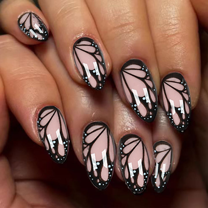 Artistic Butterfly-Inspired Stiletto Nail Art Kalsten