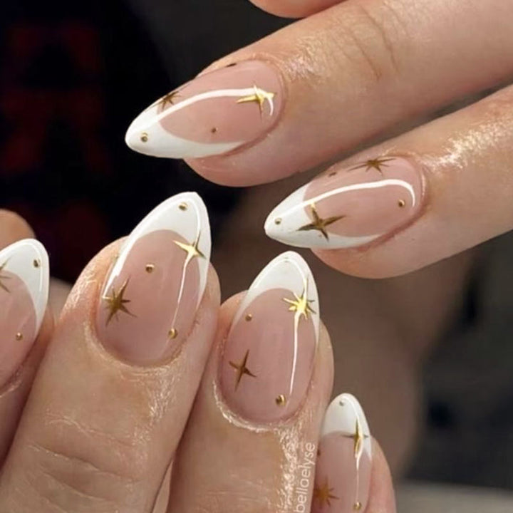 Elegant Gold-Tipped Stiletto Press-On Nails