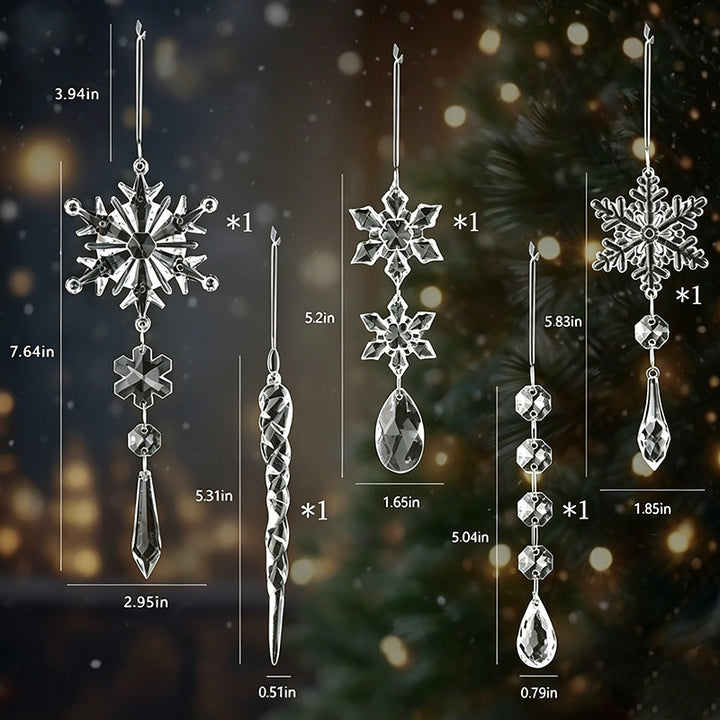 Crystal Snowflake Ornaments Set