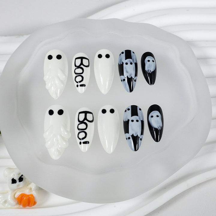 Nail art set with creative ghost designs Kalsten