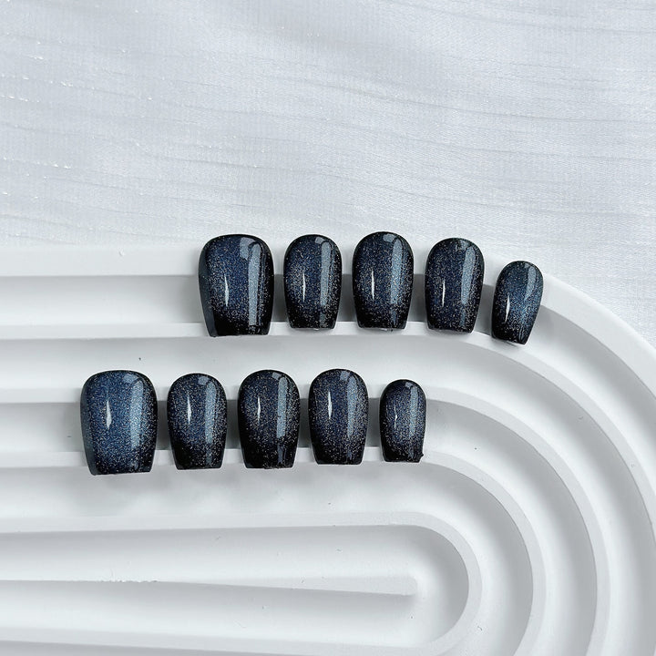Artistic Press-On Nail Art Set with Heart and Celestial Designs