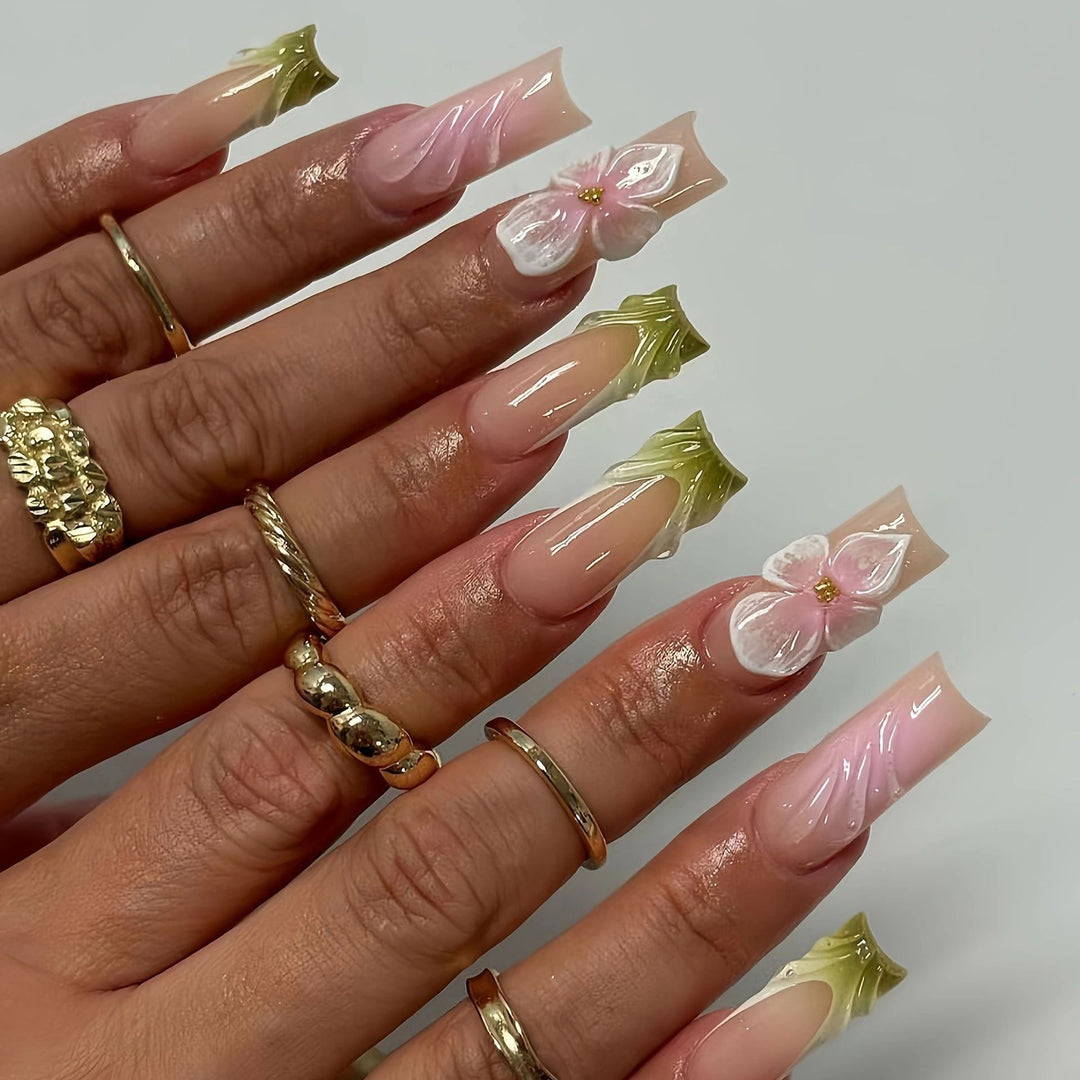 Artistic Floral Acrylic Nail Design Kalsten