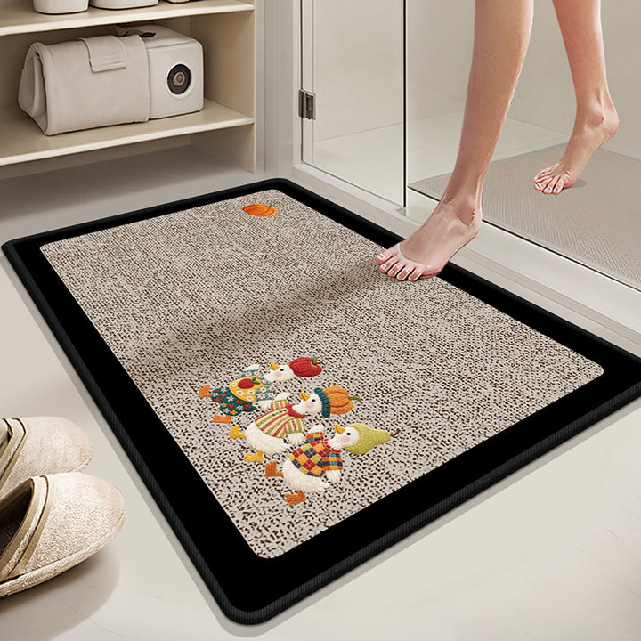 Absorbent Non-Slip Bath Mat with Winter Theme