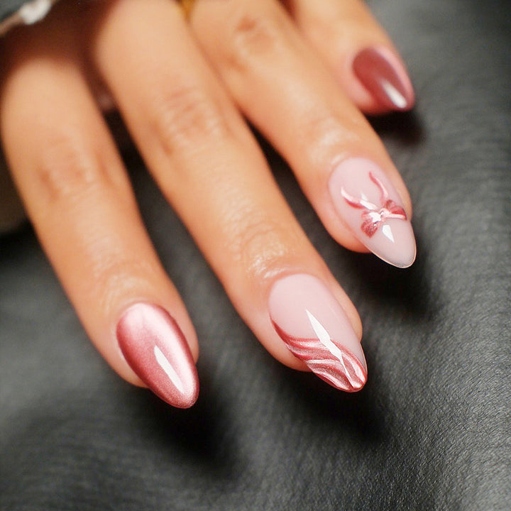 Decorative Stiletto Press-On Nails with Bow Accents Kalsten