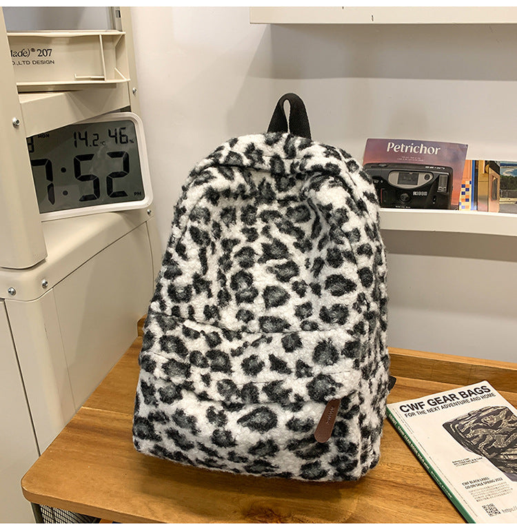 Fleece Rucksack In Trendy Leopard Print Kalsten