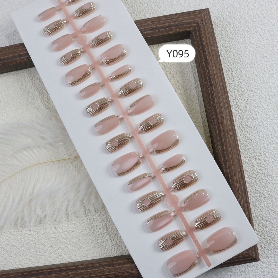 Elegant Press-On Nail Designs with Metallic Accents
