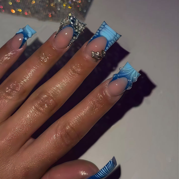 3D Decorative Ocean-Inspired Press-On Nail Art Kalsten