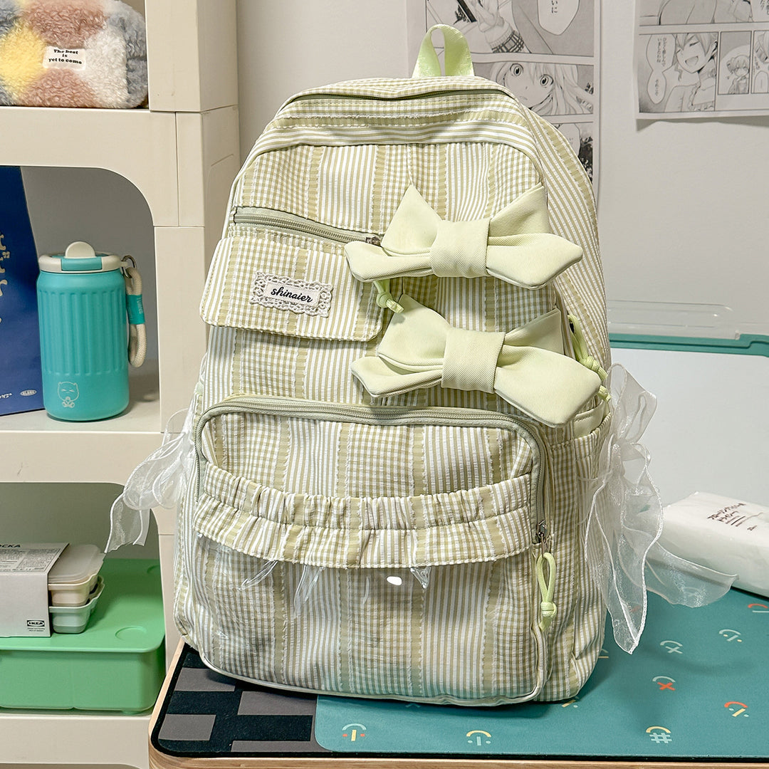 Decorative Bow-Embellished School Backpack Kalsten