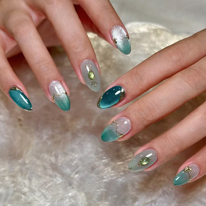 Decorative Press-On Nail Art Set with Gem Accents Kalsten