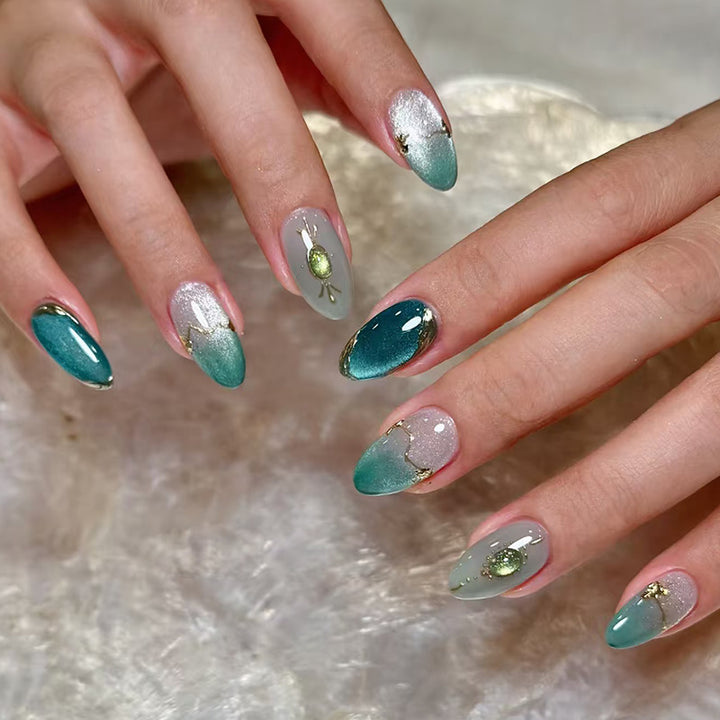 Decorative Press-On Nail Art Set with Gem Accents Kalsten