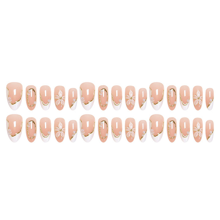 Artificial nail set with elegant floral design and glamorous 3D applications Kalsten