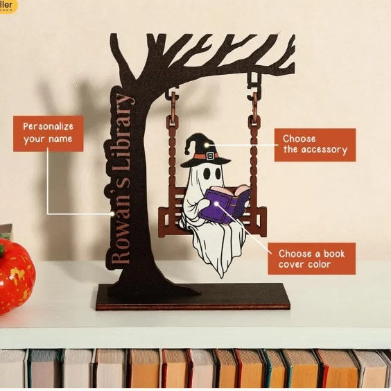 Whimsical Halloween Ghost and Cat Decoration Kalsten
