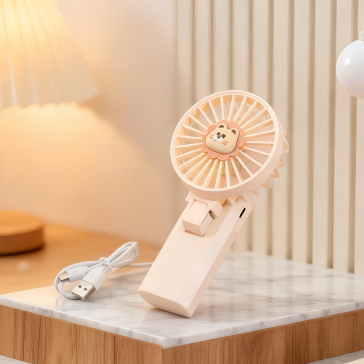 Women's Portable Mini Handheld Fan with Cute Lion Design Kalsten