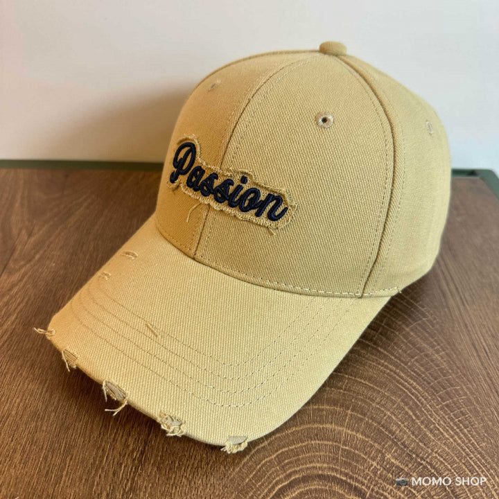 Women's Distressed Cotton Baseball Cap with Embroidered Quote Kalsten