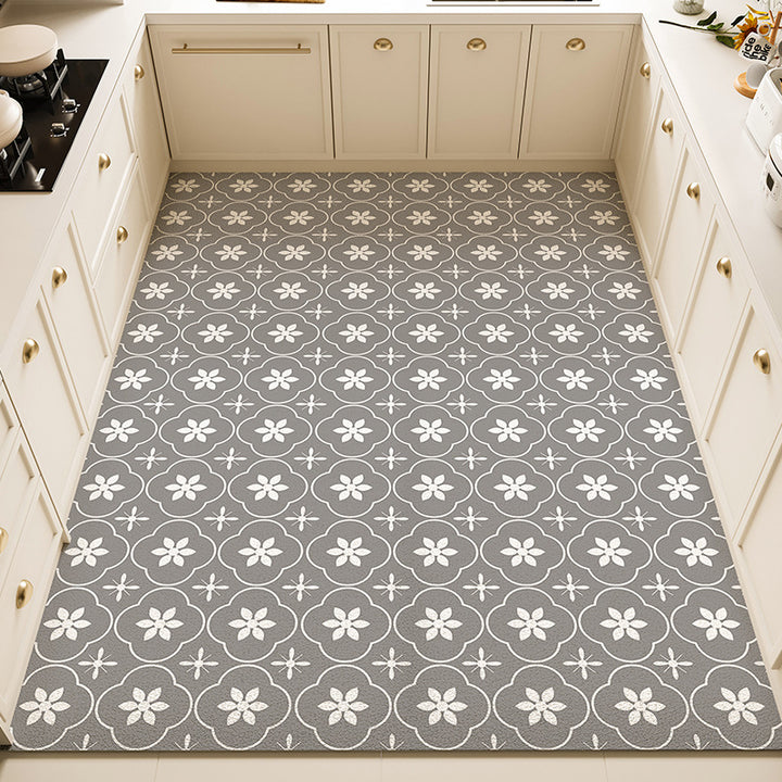 Floral Pattern Kitchen Rug