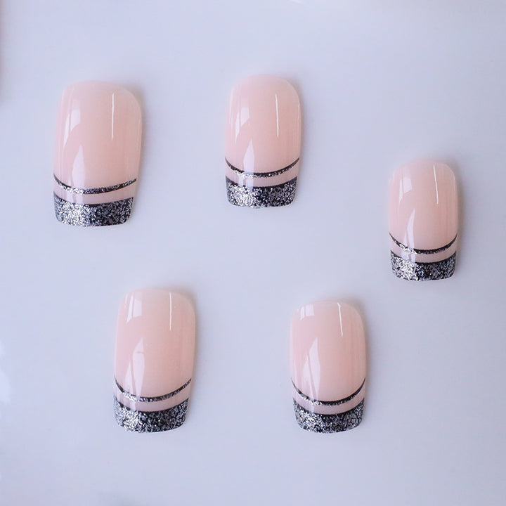Stylish Glittery French Tip Nail Enhancements Kalsten