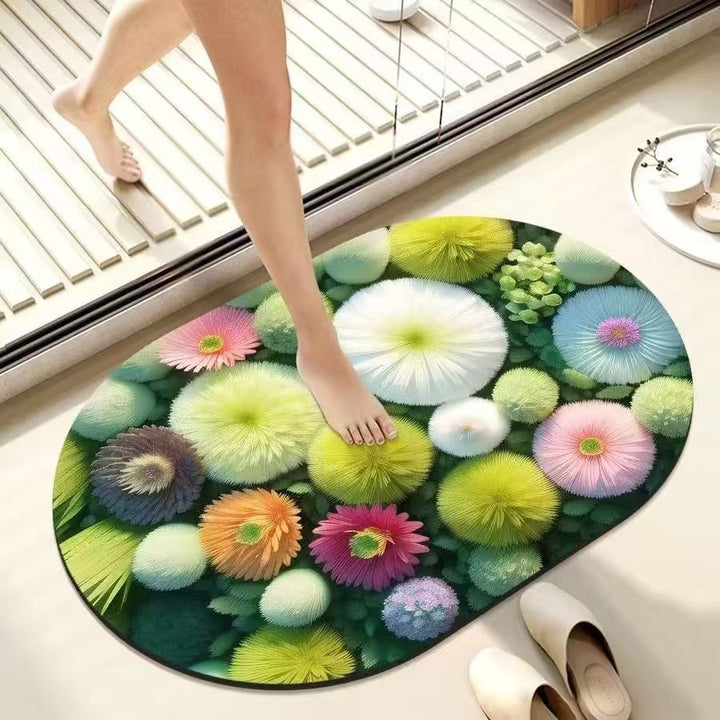 Floral Memory Foam Bath Mat Kalsten