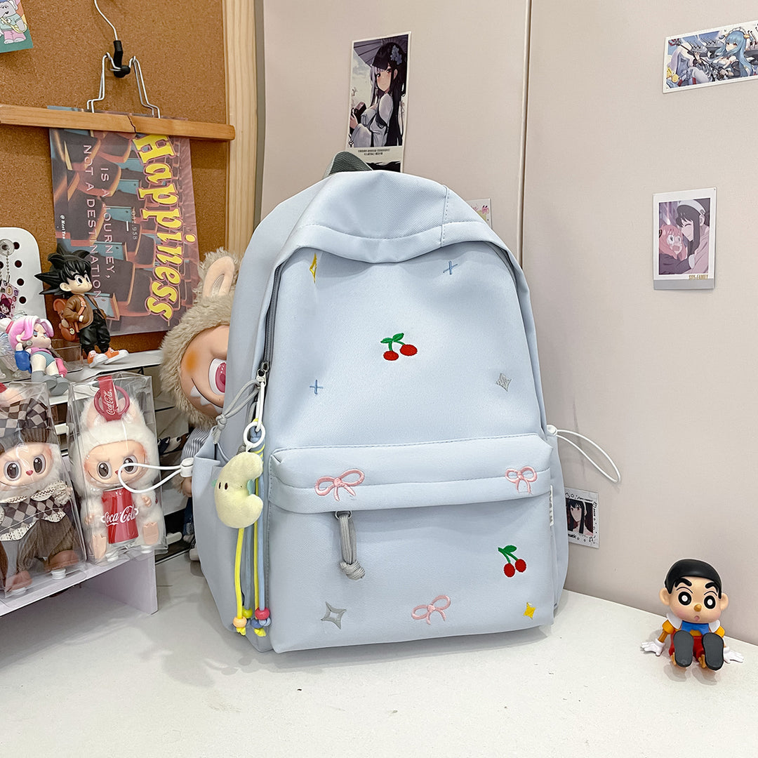 Cute Illustrated Cherry-Embellished Backpack Kalsten
