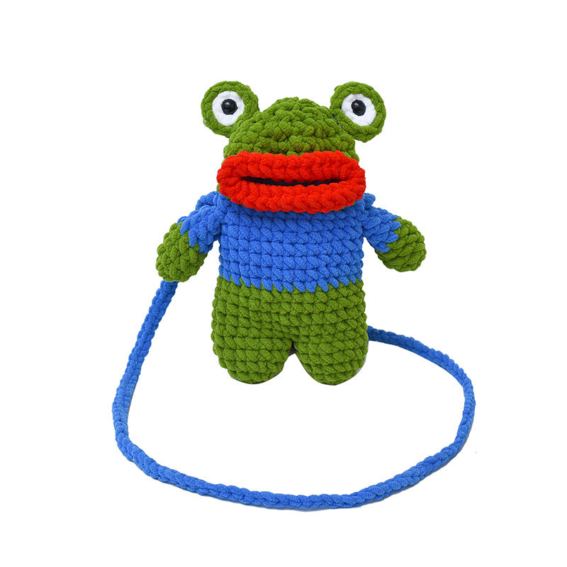 Fun Crocheted Frog-Themed Mini Backpack