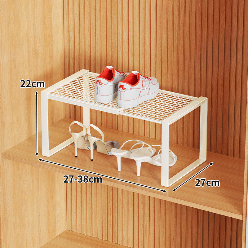 Multi-Tier Metal Mesh Shoe Storage Rack with Open Grid Shelves and Matte Frame