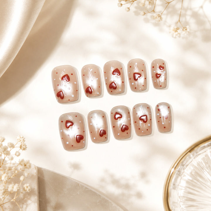 Heart Design Press-On Nail Art
