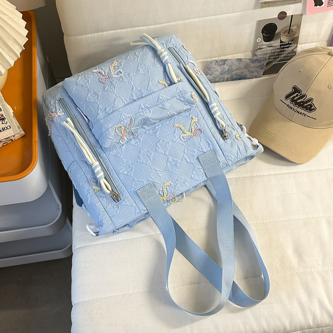 Embroidered Quilted Backpack Kalsten
