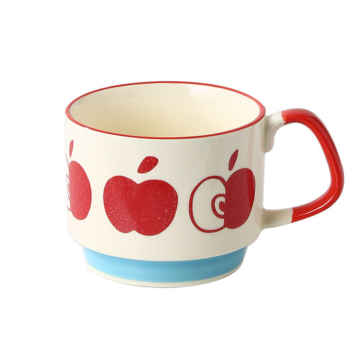 Ceramic mug with retro polka dot design and ergonomic handle