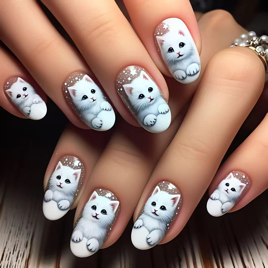 Playful Cat-Themed Nail Art Kalsten