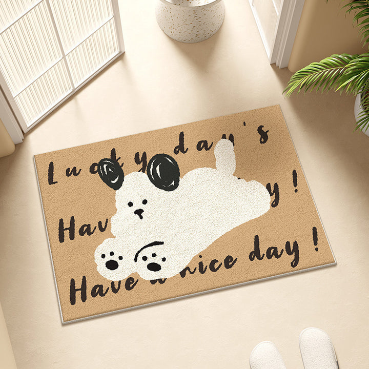 Cartoon Dog-Themed Plush Bath Rug for Bathroom