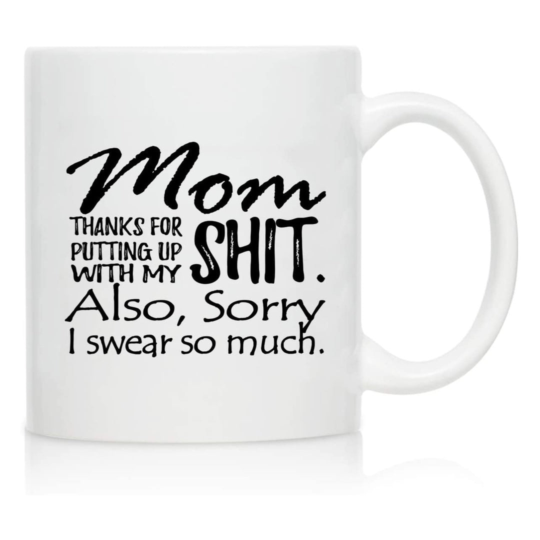 Ceramic Novelty Coffee Mug With Humorous Typographic Great Job Mom Message And Comfortable C-Handle