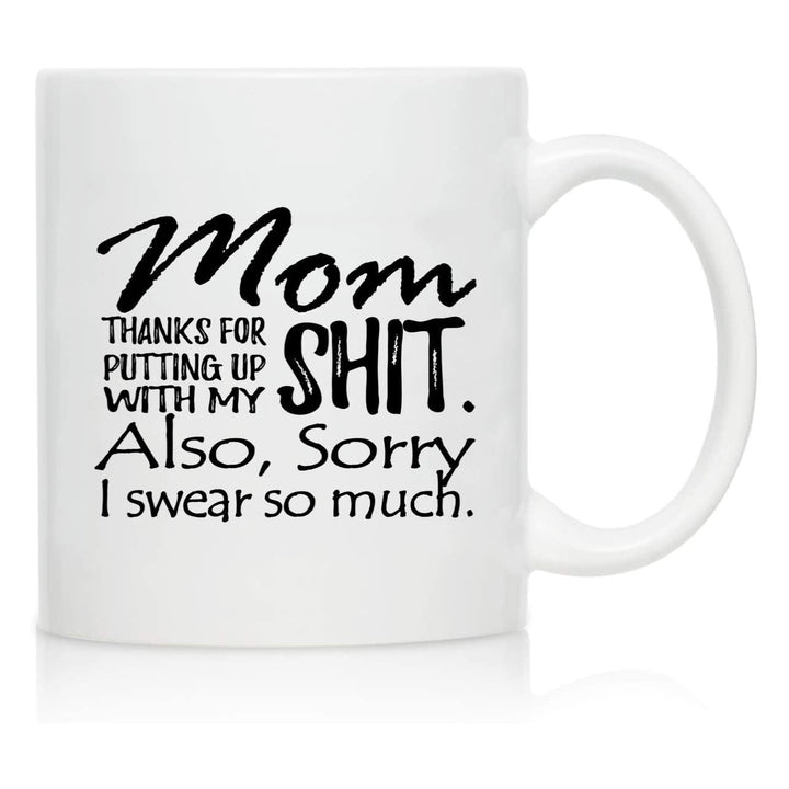 Ceramic Novelty Coffee Mug With Humorous Typographic Great Job Mom Message And Comfortable C-Handle