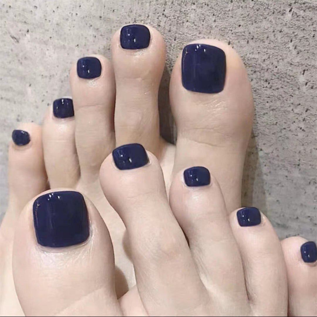 Glossy Square Press-On Toe Nails