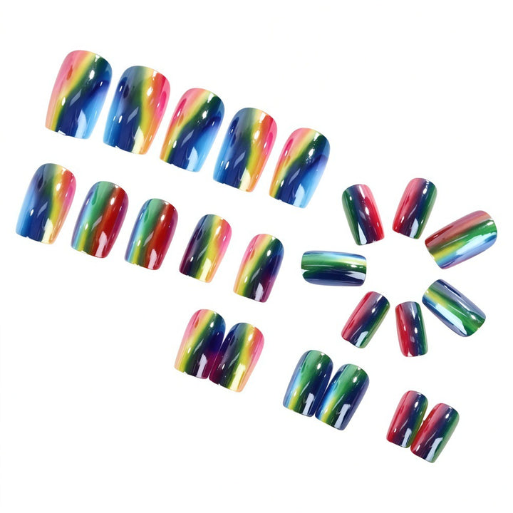 Colorful artificial nails in rainbow design Kalsten