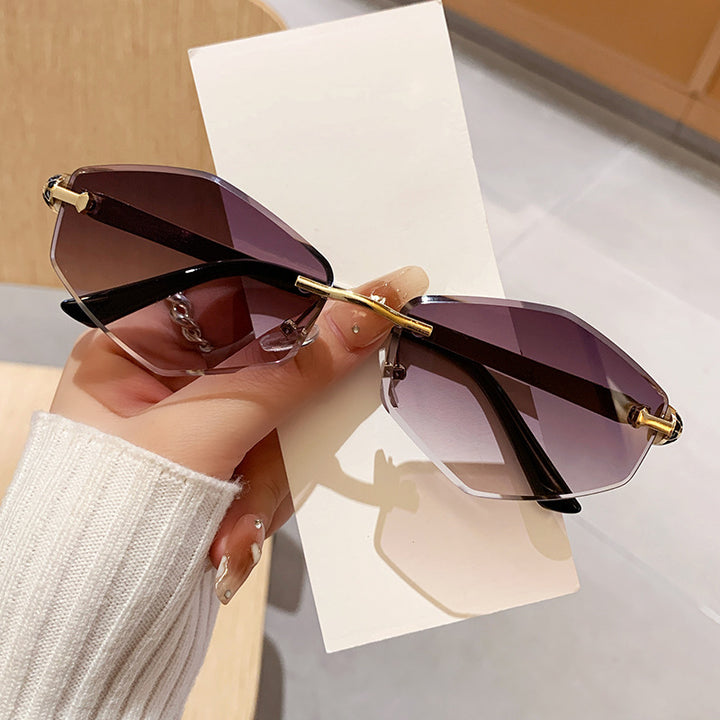 Women's Designer Sunglasses with Hexagonal Frame and Gold Accents Kalsten
