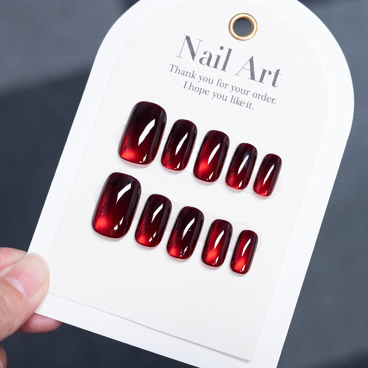 Glossy Press-On Nail Set with Unique Shape