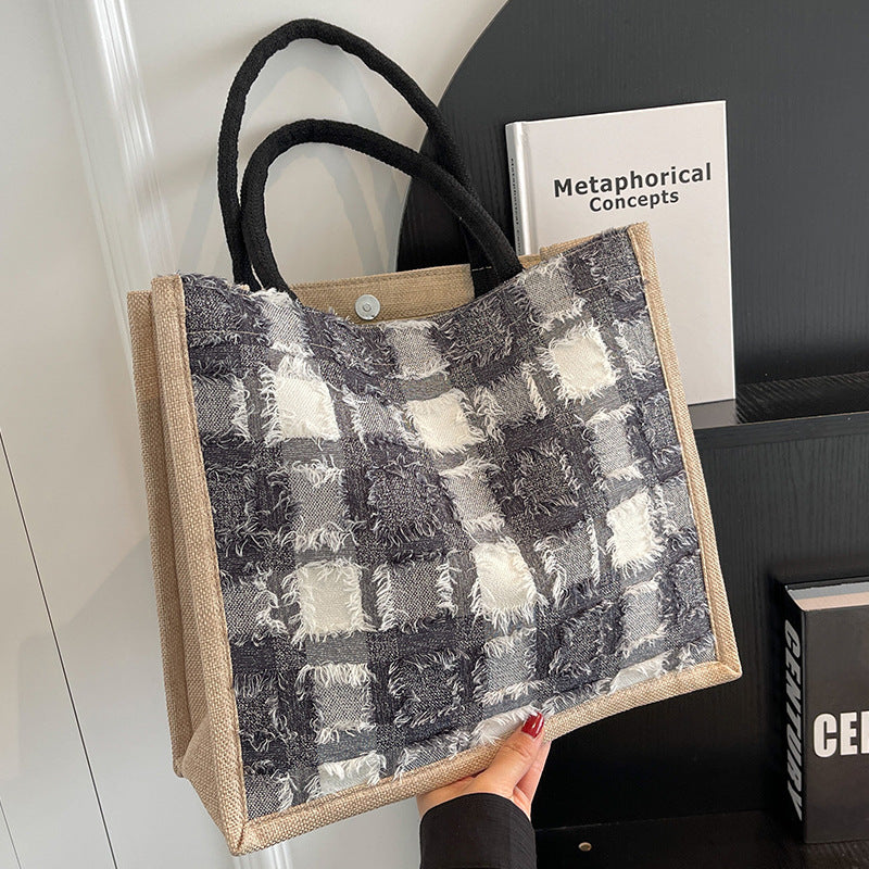 Casual Tartan Pattern Tote
