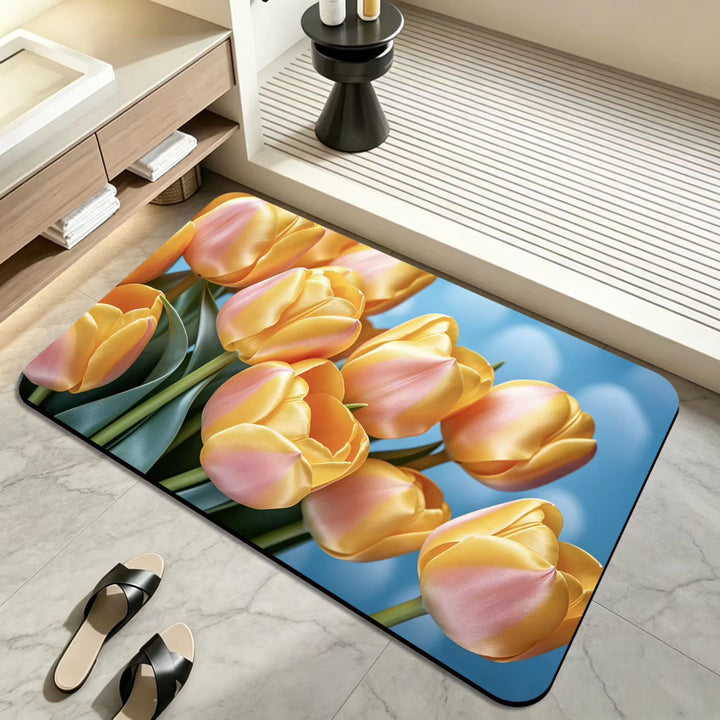 Floral-Themed Bath Mat