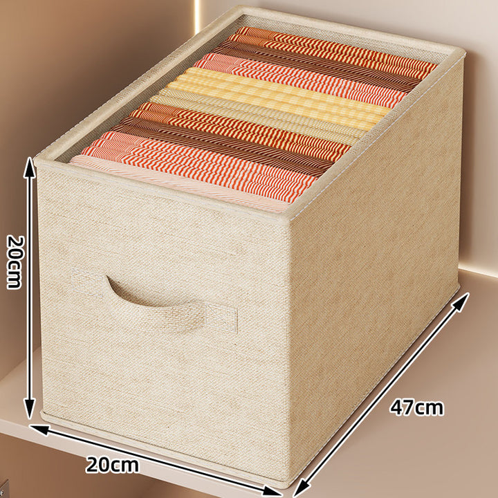 Foldable Linen-Texture Rectangular Closet Storage Box with Front Handle